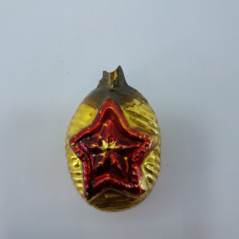 Ёлочная игрушка с агитацией, шар "Серп и молот, звезда", скол трубочки. СССР